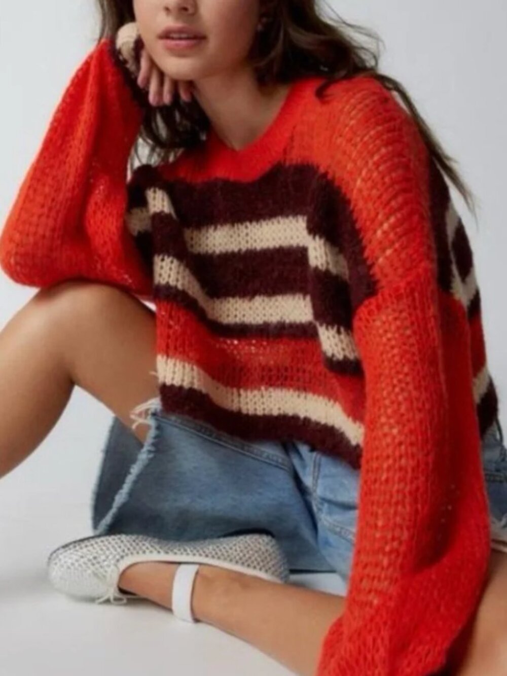 URBAN OUTFITTERS KIMCHI BLUE Kingston Pullover Cropped Knit Sweater Medium Boho